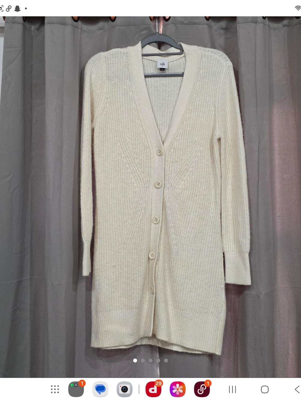 CAbi Cream Longline Button Cardigan